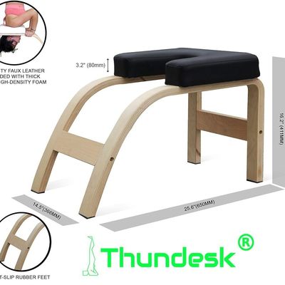 Balance Training Yoga Inversion Bench Rustic Style with Wood Material and Headstand Prop