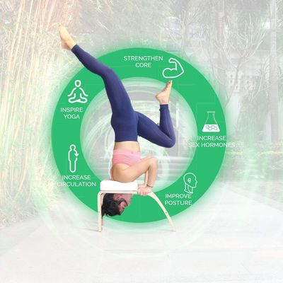 Balance Training Yoga Inversion Bench Rustic Style with Wood Material and Headstand Prop