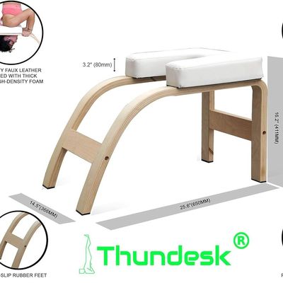 Balance Training Yoga Inversion Bench Rustic Style with Wood Material and Headstand Prop