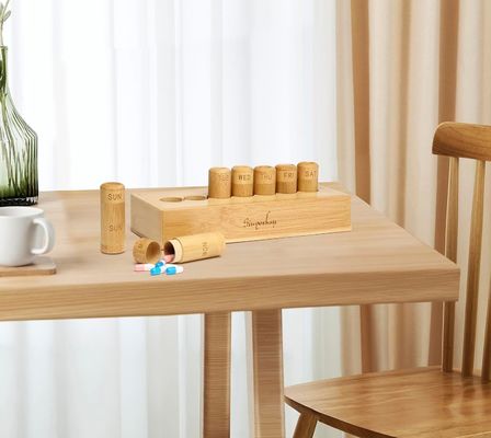 Eco-Friendly Design Pill Case for Vitamins Pills and Supplements in Bamboo Box