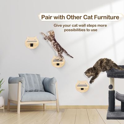 Dog Training 3-Packs Cat Climbing Shelves Wall Mounted Cat Wall Steps with Scratching Pad
