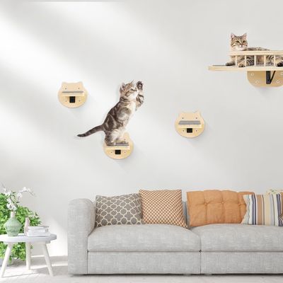 Dog Training 3-Packs Cat Climbing Shelves Wall Mounted Cat Wall Steps with Scratching Pad