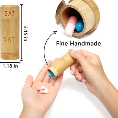 Eco-Friendly Design Pill Case for Vitamins Pills and Supplements in Bamboo Box