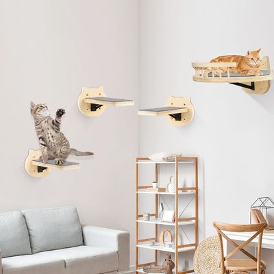 Dog Training 3-Packs Cat Climbing Shelves Wall Mounted Cat Wall Steps with Scratching Pad