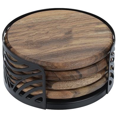 Sustainable 4-Piece Acacia Wood Coasters Set Customized for Tea Cups Water Absorbent