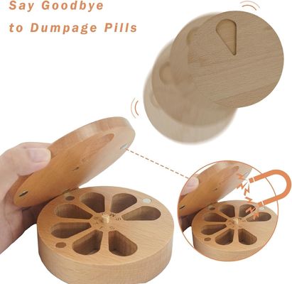 7-Day Pill Organizer Case Box Twist Top Design Wooden Pill Box for Medicine Vitamin Custom