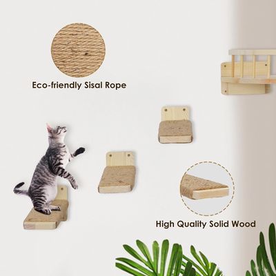 Stain Color Wall-Mounted Cat Shelves and Perches Sustainable Wood Design Wall-Mounted