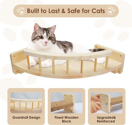 Stain Color Wall-Mounted Cat Shelves and Perches Sustainable Wood Design Wall-Mounted