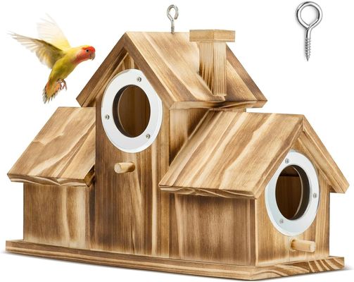 Logo Customized Logo Acceptable Wooden Natural Birdhouse for Garden Backyard Courtyard