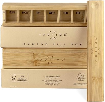 OEM/ODM Acceptable Custom Wood 7 Day Tablet Organizer for Vitamins and Supplements