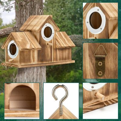 Logo Customized Logo Acceptable Wooden Natural Birdhouse for Garden Backyard Courtyard