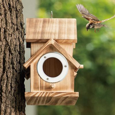 Logo Customized Logo Acceptable Wooden Natural Birdhouse for Garden Backyard Courtyard