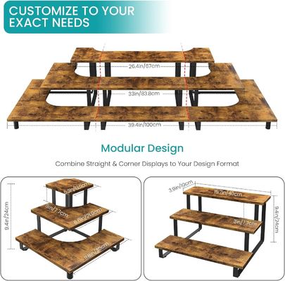 All-Season Wooden 3 Step Display Riser Stand Bamboo Straight Display Rack for Retail