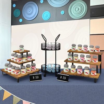 All-Season Wooden 3 Step Display Riser Stand Bamboo Straight Display Rack for Retail