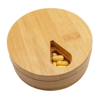 202405 Wood Daily Weekly Travel Pill Organizer and Pill Holder Vitamin Medicine Case Box