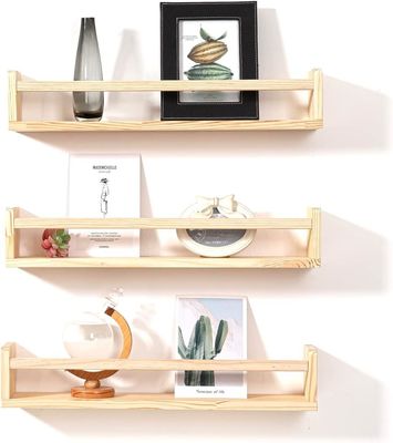 Custom Color Solid Wood Storage Holders Racks Wooden Wall Shelf for Book Decorations