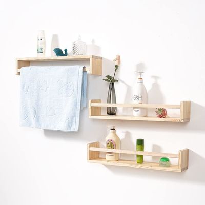 Custom Color Solid Wood Storage Holders Racks Wooden Wall Shelf for Book Decorations