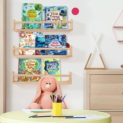 Custom Color Solid Wood Storage Holders Racks Wooden Wall Shelf for Book Decorations