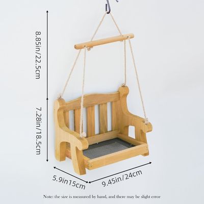 Environmental Swing Chair Bird Feeders for Outside Hanging Set of 2 Wood Bench Shaped