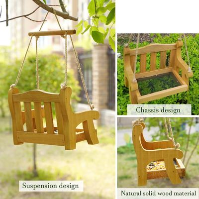 Environmental Swing Chair Bird Feeders for Outside Hanging Set of 2 Wood Bench Shaped