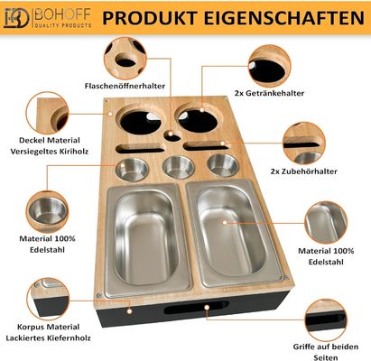 2 Snack Bowls 3 Dip Bowls 2 Coasters Bottle Opener Organiser Bottle Holder Sofa Butler Serving Tray Sofa Tray