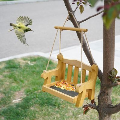 Environmental Swing Chair Bird Feeders for Outside Hanging Set of 2 Wood Bench Shaped