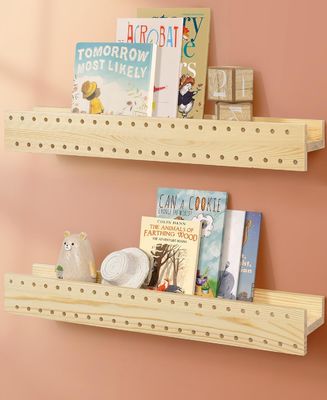 Natural Wood DIY Wall Bookshelf Modern Wall Mounted Shelves OEM Bookshelf