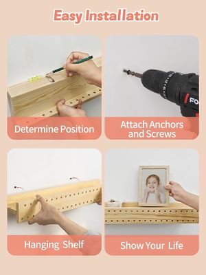 Natural Wood DIY Wall Bookshelf Modern Wall Mounted Shelves OEM Bookshelf