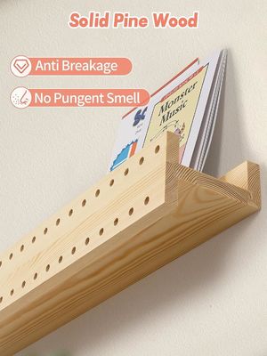 Natural Wood DIY Wall Bookshelf Modern Wall Mounted Shelves OEM Bookshelf