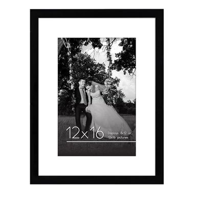 Wooden Custom Logo Size 12X16 8X12 Picture Frame With Mat and Shatter Resistant Glass