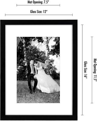 Wooden Custom Logo Size 12X16 8X12 Picture Frame With Mat and Shatter Resistant Glass