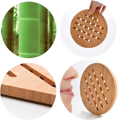 CLASSIC Design Style Bamboo Hot Pads Trivet Natural Bamboo Trivet Mat Set for Hot Dishes