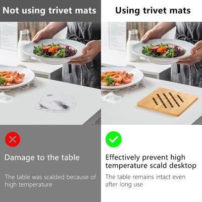 CLASSIC Design Style Bamboo Hot Pads Trivet Natural Bamboo Trivet Mat Set for Hot Dishes