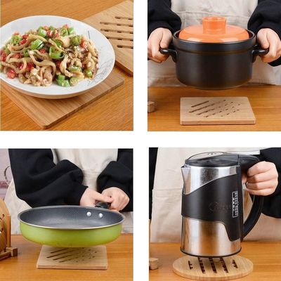 CLASSIC Design Style Bamboo Hot Pads Trivet Natural Bamboo Trivet Mat Set for Hot Dishes
