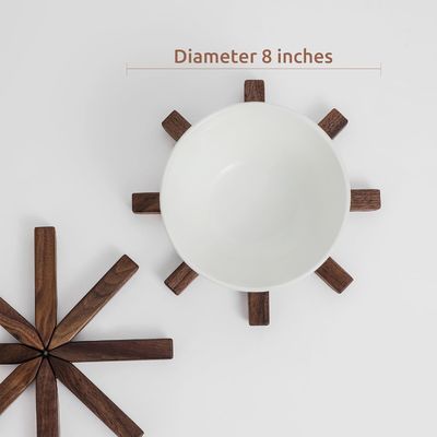 Tree Shape Trivet Set for Hot Dishes Black Walnut Coaster and Holder from Printing
