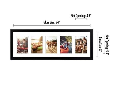 8X24 4X6 Black Engineered Wood Photo Frame with Shatter-Resistant Glass Customized Logo