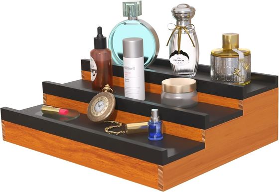 Customized Logo Acceptable Wooden Cologne Stand Perfume Organizer with Hidden Comp
