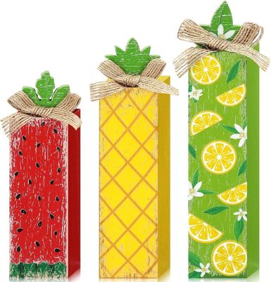 Summer Wood Table Block Sign Lemon Tiered Tray Decor Wooden Home Decor Laser Engrave