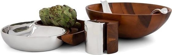 13-Inch Acacia Wood and Metal Alloy Cheese Board Set Perfect for Home Entertaining
