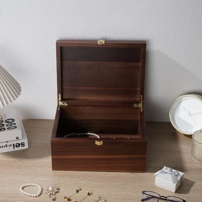 Printing Handling Glossy Lamination Wooden Storage Box with Lid Competitive 11x 8.9x4.9
