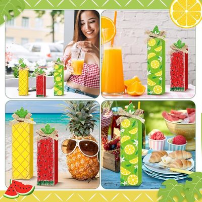 Summer Wood Table Block Sign Lemon Tiered Tray Decor Wooden Home Decor Laser Engrave