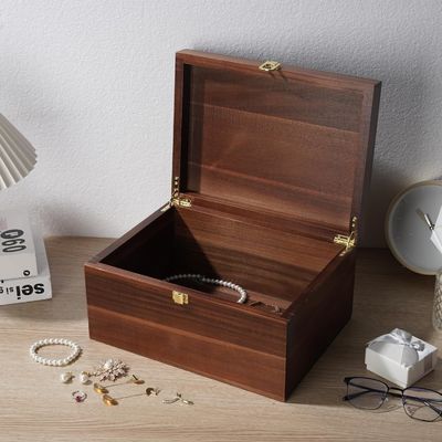 Printing Handling Glossy Lamination Wooden Storage Box with Lid Competitive 11x 8.9x4.9