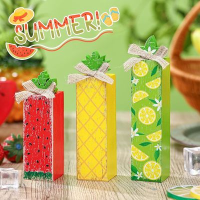 Summer Wood Table Block Sign Lemon Tiered Tray Decor Wooden Home Decor Laser Engrave