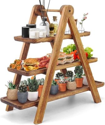 Accepeted Custom Wood 3 Tier Serving Tray Three Tiered Cupcake Stand for Gifts Stores