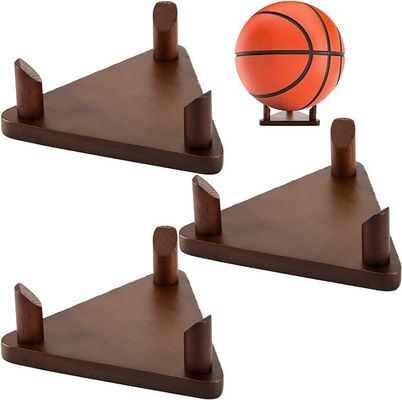 Solid Wood Custom Logo Ball Display Stand for Football Basketball Soccer Volleyball