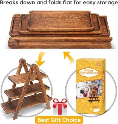 Accepeted Custom Wood 3 Tier Serving Tray Three Tiered Cupcake Stand for Gifts Stores