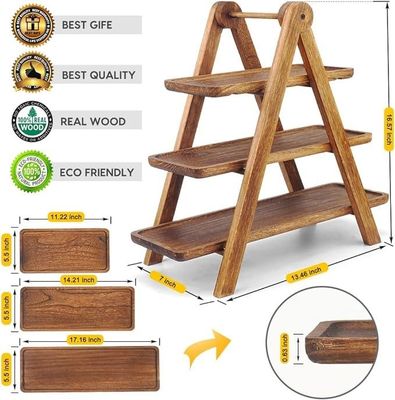 Accepeted Custom Wood 3 Tier Serving Tray Three Tiered Cupcake Stand for Gifts Stores