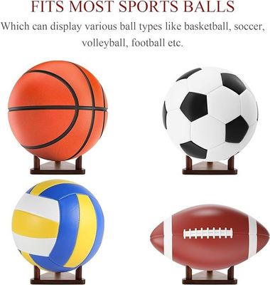 Solid Wood Custom Logo Ball Display Stand for Football Basketball Soccer Volleyball