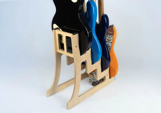 Non-Folding Rack 4 Guitar Stand Holder Quad Decker for Burning Finish Design Guitars