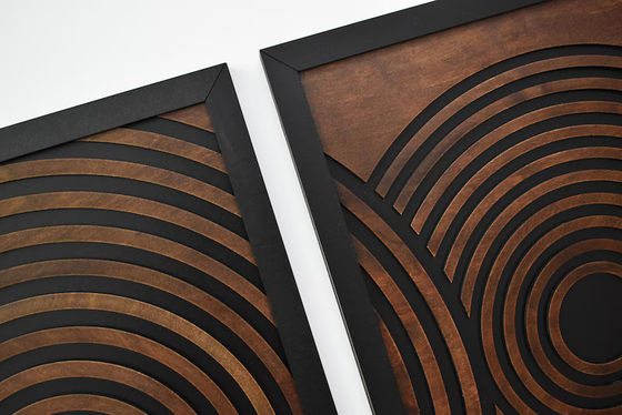 Supermarket Must-Have Set of 3 Large Textured Framed Geometric Wooden Wall Art Panels